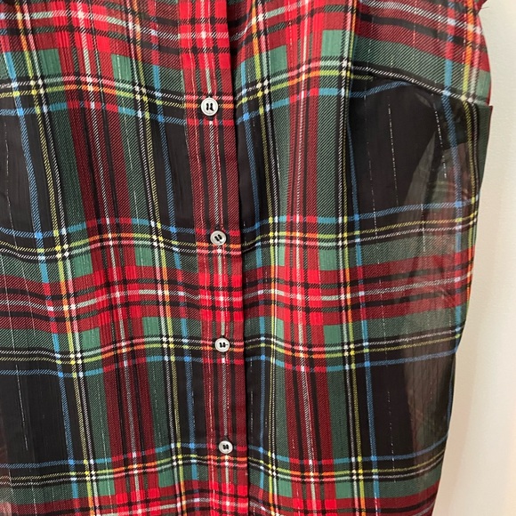 NWT. J crew tartan ruffle neck tank - Picture 2 of 4
